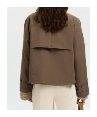 Selected Double-breasted Jacket In Brown