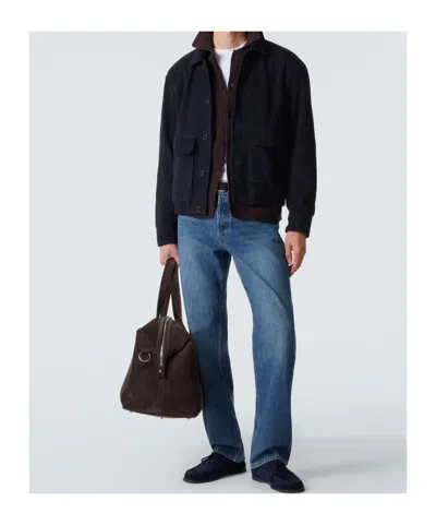 Frame Suede Blouson Jacket In Blue