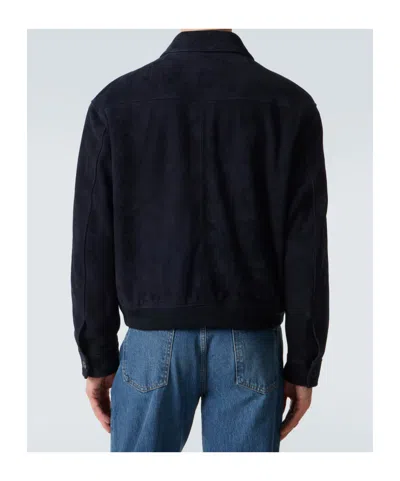 Frame Suede Blouson Jacket In Blue