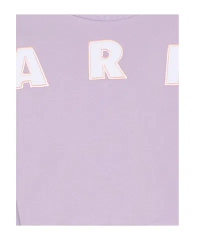 Marni Kids Purple Cotton Cropped Embroidered Logo Sweatshirt