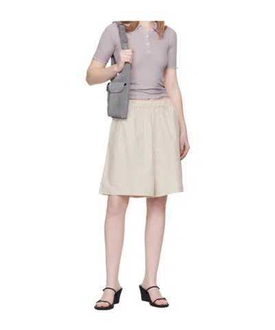 Baserange Claude Striped Elasticated Shorts In Neutral