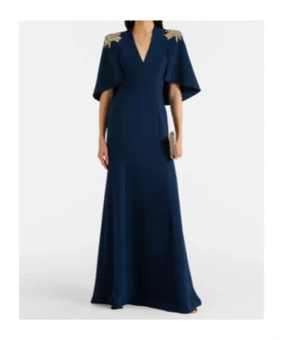 Jenny Packham Star Shower Rhinestone-embellished Maxi Dress In Blue