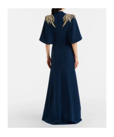 Jenny Packham Star Shower Rhinestone-embellished Maxi Dress In Blue