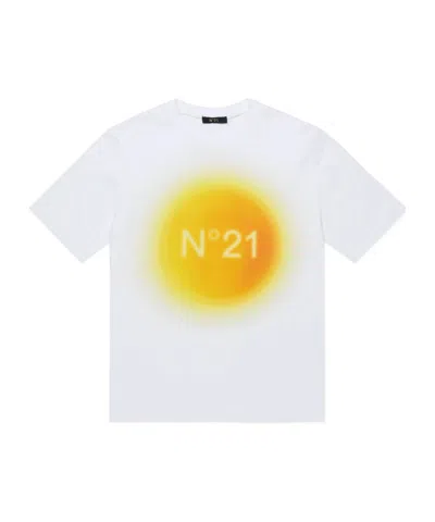 N°21 N21 Kids Logo Printed Crewneck T-shirt In White