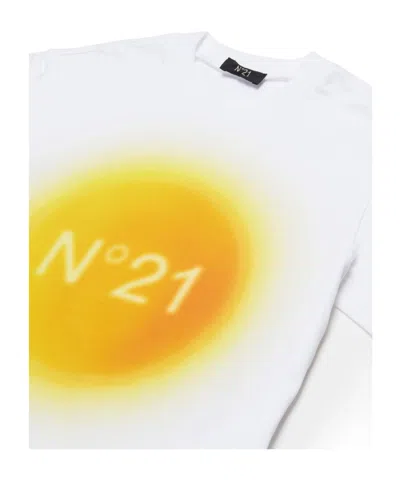 N°21 N21 Kids Logo Printed Crewneck T-shirt In White