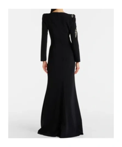 Jenny Packham Slipper Orchid Floral-embellished Maxi Dress In Black