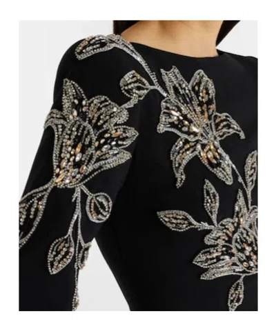 Jenny Packham Slipper Orchid Floral-embellished Maxi Dress In Black