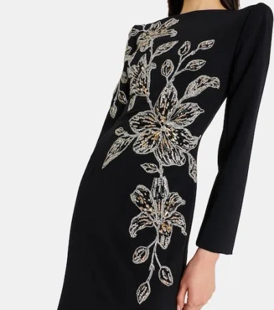 Jenny Packham Slipper Orchid Floral-embellished Maxi Dress In Black