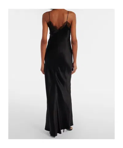 Nili Lotan Sylas Lace-trim Silk Maxi Slip Dress In Black