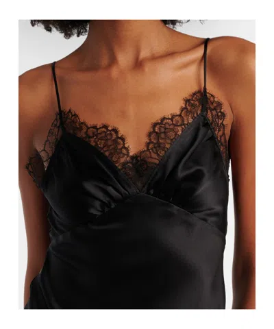 Nili Lotan Sylas Lace-trim Silk Maxi Slip Dress In Black
