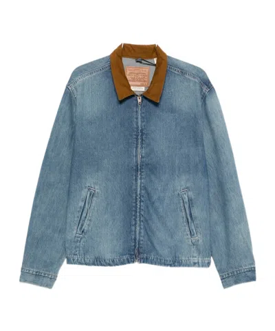 Levi's Textured-collar Zip-up Jacket In Blue