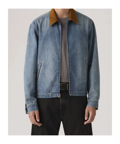 Levi's Textured-collar Zip-up Jacket In Blue