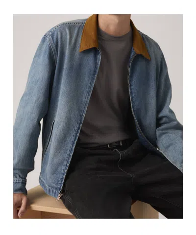 Levi's Textured-collar Zip-up Jacket In Blue