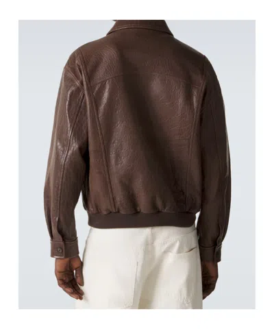 Frame Leather Bomber Jacket In Brown