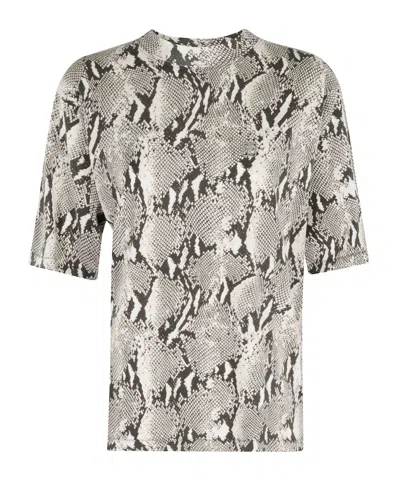 Anine Bing Womens Washed Python Avi Python-print Cotton T-shirt In Blue
