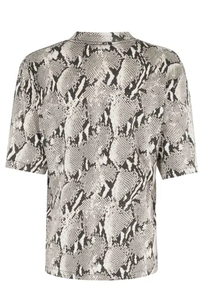 Anine Bing Womens Washed Python Avi Python-print Cotton T-shirt In Blue
