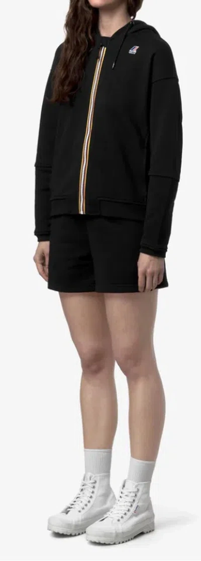 K-way Hooded Jacket Elasticated Cuffs Packable Design In Black