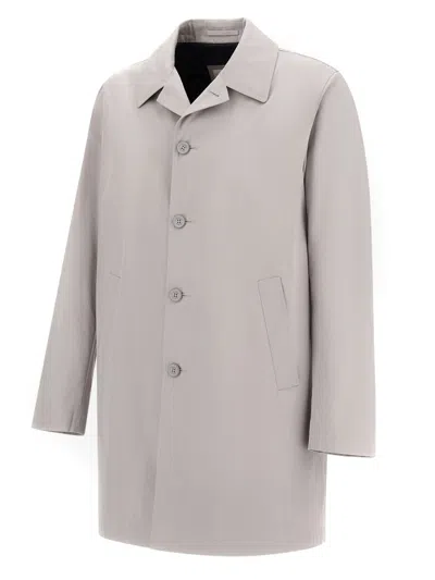 Herno Welt-pockets Button Coat In Gray