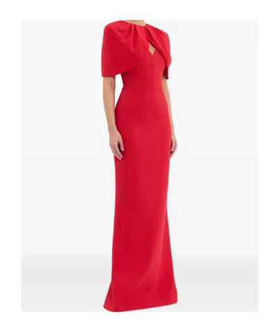 Rebecca Vallance Cameron Caped Crepe Gown In Red