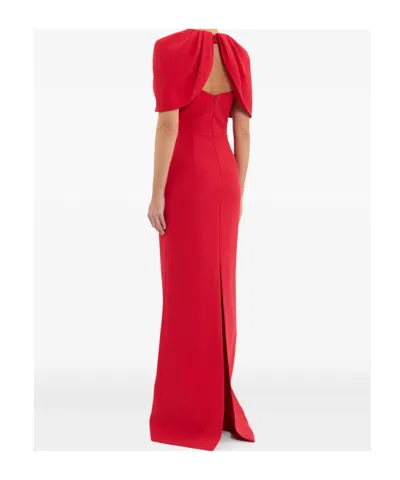 Rebecca Vallance Cameron Caped Crepe Gown In Red