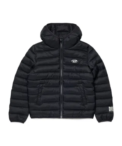 Diesel Kids Jstony Padded Hooded Jacket In Black