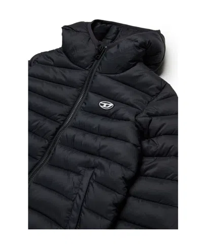 Diesel Kids Jstony Padded Hooded Jacket In Black