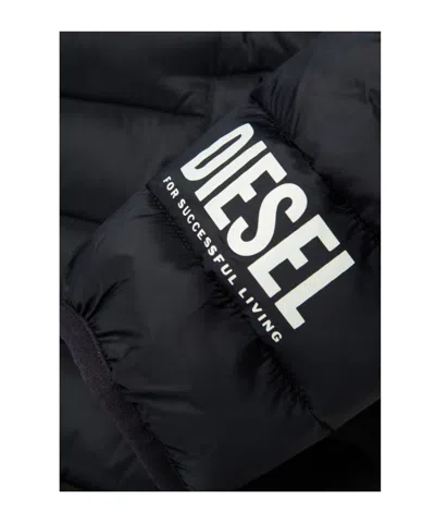 Diesel Kids Jstony Padded Hooded Jacket In Black