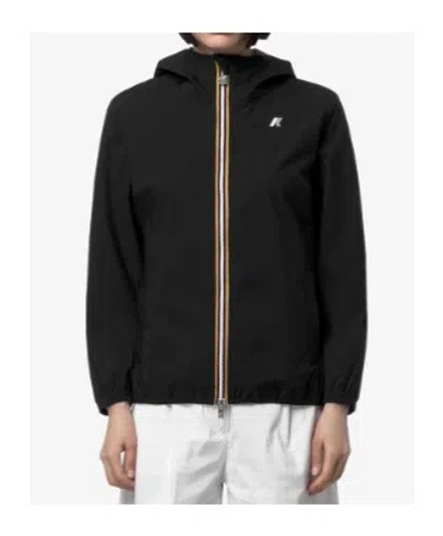 K-way Hooded Jacket Elasticated Cuffs Packable Design In Black