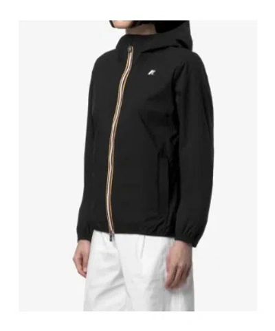 K-way Hooded Jacket Elasticated Cuffs Packable Design In Black
