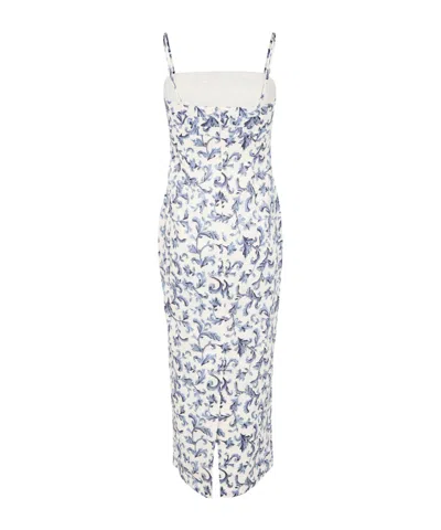 Posse Rue Pleated Printed Linen And Silk-blend Midi Dress In Multi