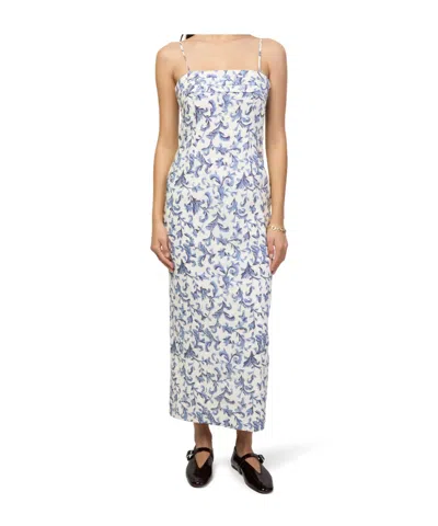 Posse Rue Pleated Printed Linen And Silk-blend Midi Dress In Multi