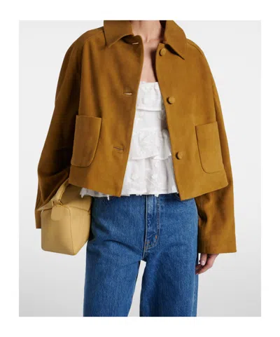 Dorothee Schumacher Buttoned Patch-pocket Jacket In Brown