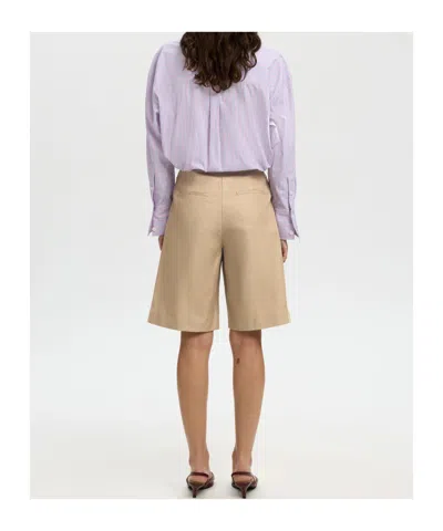 Selected Cotton Blend Bermuda Shorts In Multi