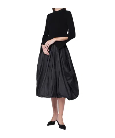 Simkhai Kenlie Mixed Media Bubble Midi Dress In Black