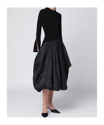 Simkhai Kenlie Mixed Media Bubble Midi Dress In Black