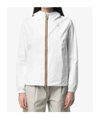 K-way Hooded Packable Jacket Adjustable Drawstring Hood In White