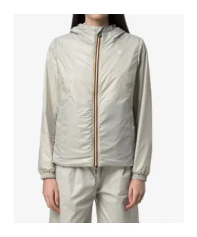 K-way Hooded Packable Jacket Adjustable Drawstring Hood In White