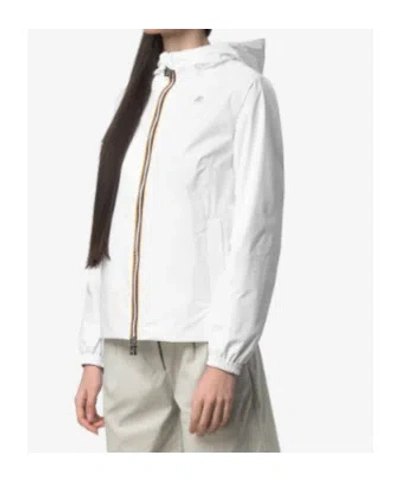 K-way Hooded Packable Jacket Adjustable Drawstring Hood In White