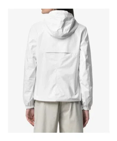 K-way Hooded Packable Jacket Adjustable Drawstring Hood In White