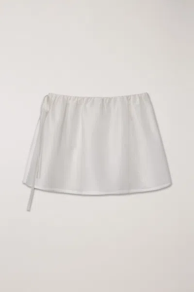 Dunst Cream Mini Skirt With Overlapping Panel In White