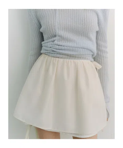 Dunst Cream Mini Skirt With Overlapping Panel In White