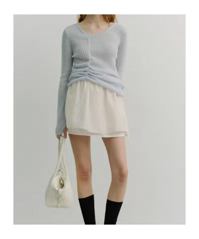 Dunst Cream Mini Skirt With Overlapping Panel In White