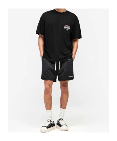Represent Washed Mesh Shorts In Black
