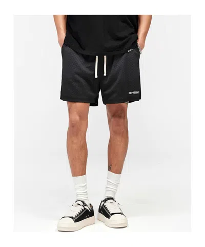 Represent Washed Mesh Shorts In Black
