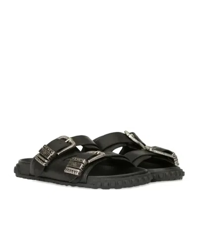Ash Flat Slides In Black