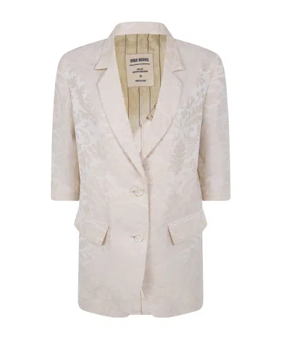 Uma Wang Damask-pattern Linen Jacket In Neutral
