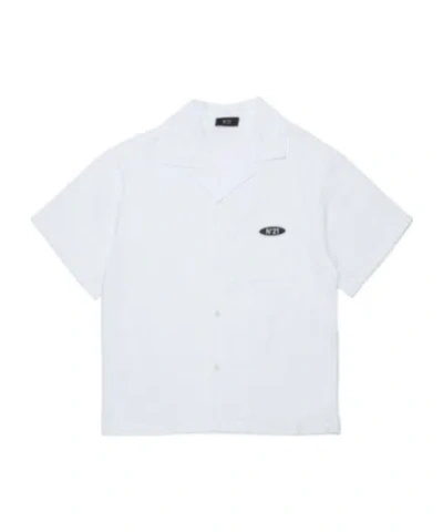 N°21 N21 Kids Logo Plaque Short-sleeved Shirt In White