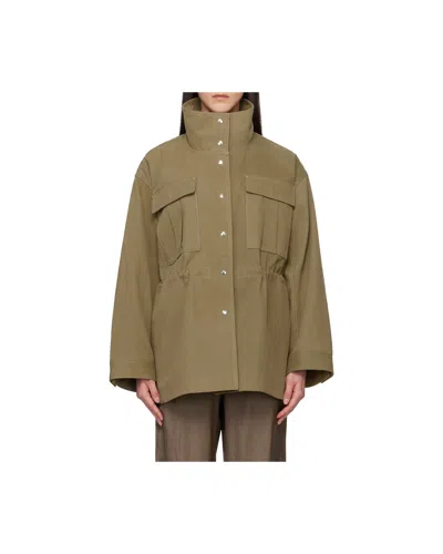 Rohe Stand-up Collar Coat In Green