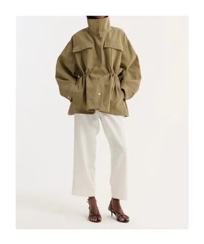 Rohe Stand-up Collar Coat In Green