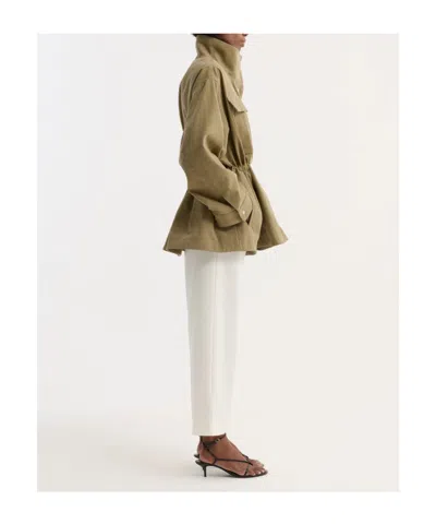 Rohe Stand-up Collar Coat In Green